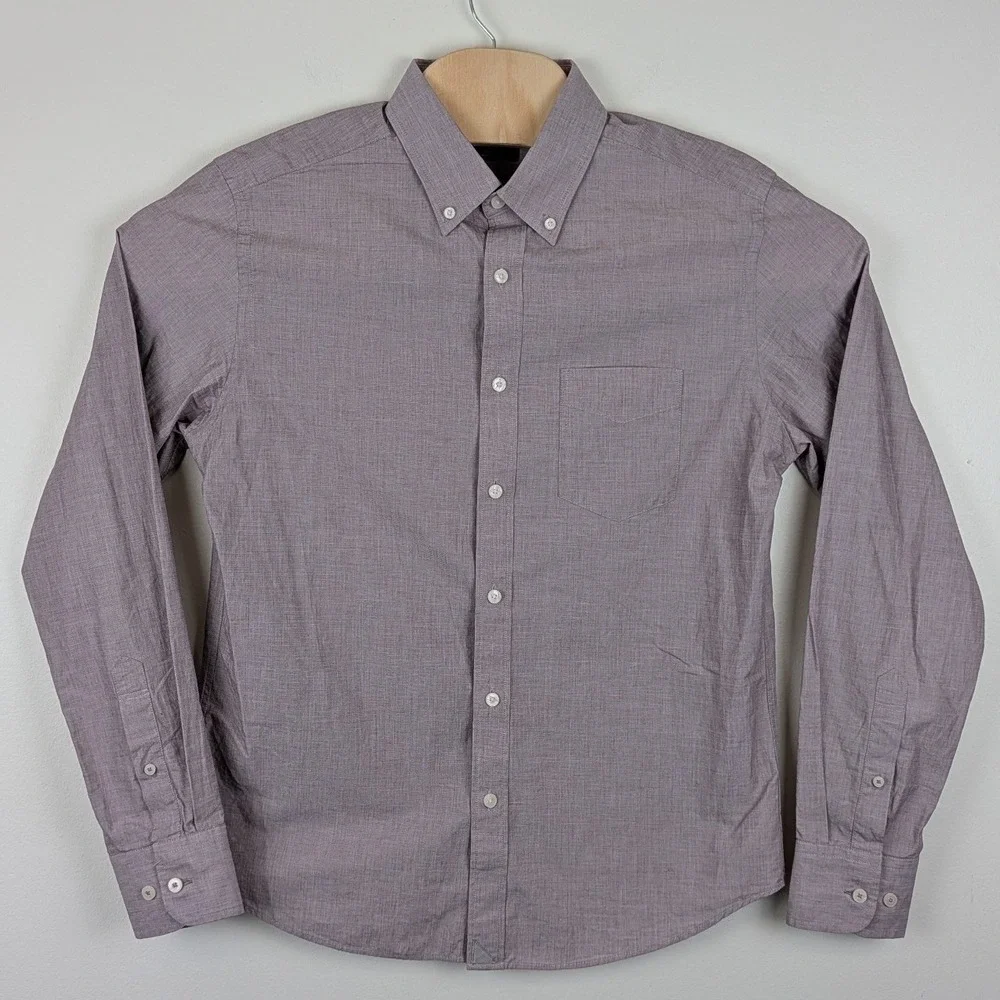 UNTUCKit Alvaro Mens Slim Fit Button Down Shirt Mauve Purple Cotton Medium 41049
